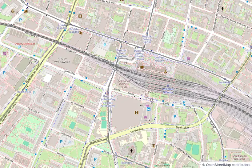 Mapa okolic dworca Wrocław Główny